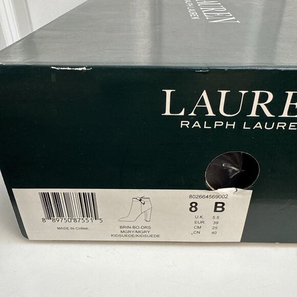 Lauren By Ralph Lauren Brin Gray Suede Ankle Boots Heels Size 8 B NWB - Picture 11 of 11